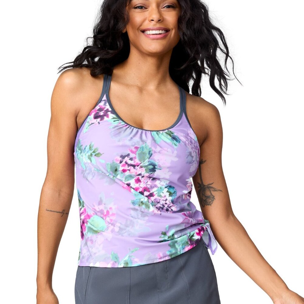 Free Country Side-Tie Tankini Swimsuit Top Women's Size Medium (8-10)
